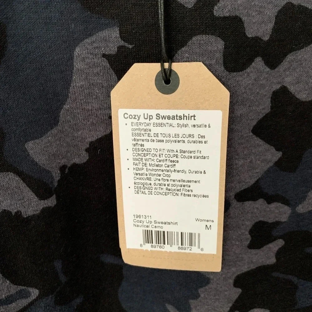 Prana Cozy Up Black and Gray Camo Sweatshirt Size Medium NWT - Picture 4 of 9